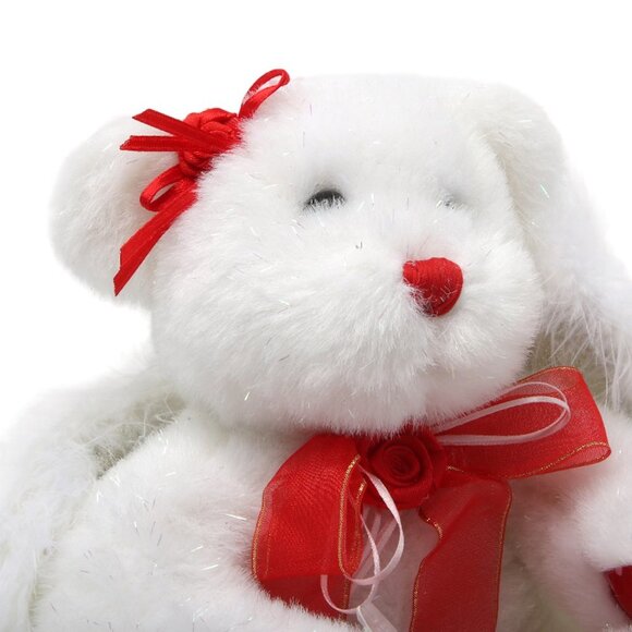 Vintage GANZ Loving Angel Bear Heart Valentines Animation Glitter Wings White - Picture 8 of 9